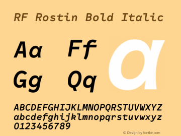 RFRostin-BoldItalic Version 1.000 Font Sample