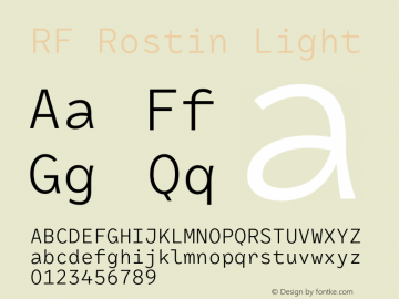 RFRostin-Light Version 1.000 Font Sample