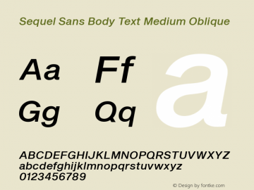 Sequel Sans Body Text Medium Oblique Version 1.0 | wf-rip by RD图片样张