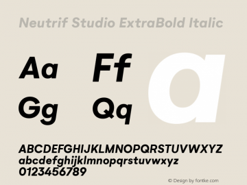 Neutrif Studio ExtraBold Italic Version 2.0 | wf-rip by RD Font Sample