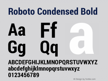 Roboto Condensed Bold Version 1.200311; 2013 Font Sample