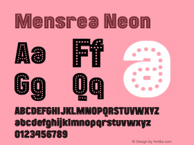 Mensrea-Neon Version 1.000 Font Sample