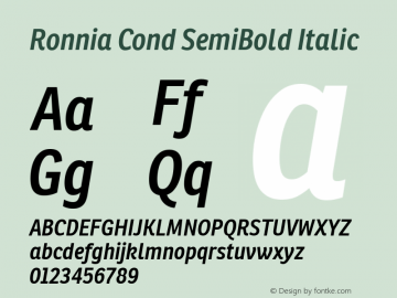 Ronnia Cond Sb Italic Version 1.001图片样张