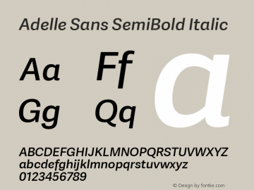 Adelle Sans Sb Italic Version 2.000 Font Sample