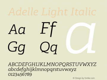 Adelle-LightItalic Version 2.000 Font Sample