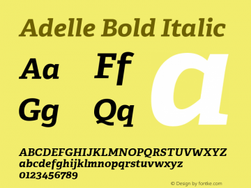 Adelle-BoldItalic Version 2.000 Font Sample