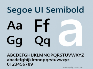 Segoe UI Semibold Version 5.00 Font Sample