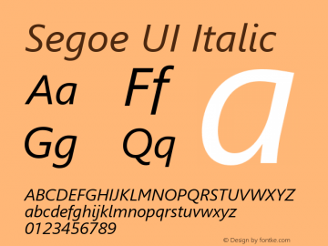Segoe UI Italic Version 5.01 Font Sample