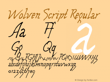 Wolven Script Regular Altsys Fontographer 4.0 8/9/99图片样张
