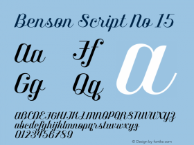 BensonScript-No15 Version 1.000;PS 001.000;hotconv 1.0.70;makeotf.lib2.5.58329;com.myfonts.kyle-wayne-benson.benson-script.15.wfkit2.46ag Font Sample