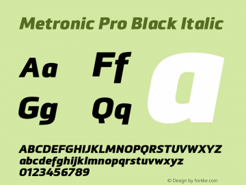 MetronicPro-BlackItalic Version 1.000图片样张