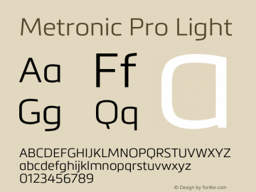 MetronicPro-Light Version 1.000 Font Sample