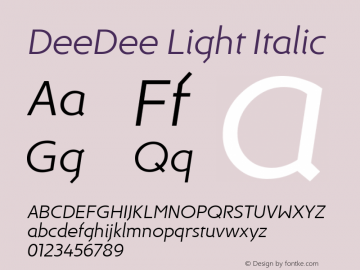 DeeDee Light Italic Version 1.000 | wf-r Font Sample