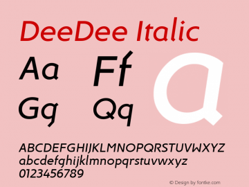 DeeDee Italic Version 1.000 | wf-r Font Sample