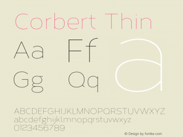 Corbert Thin Version 1.001;PS 001.001;hotconv 1.0.70;makeotf.lib2.5.58329 Font Sample