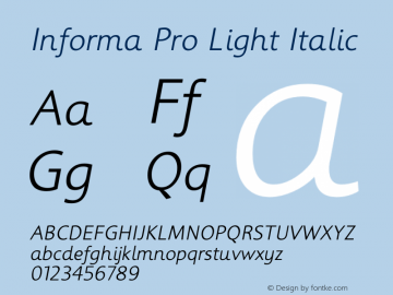 Informa Pro Light Italic Version 1.000; Fonts for Free; vk.com/fontsforfree Font Sample