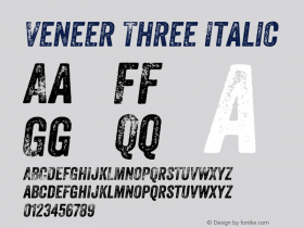 Veneer Three Italic Version 1.001; Fonts for Free; vk.com/fontsforfree Font Sample