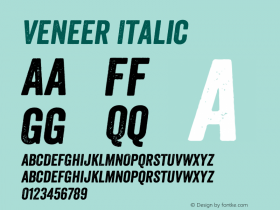 Veneer Italic Version 1.001; Fonts for Free; vk.com/fontsforfree Font Sample