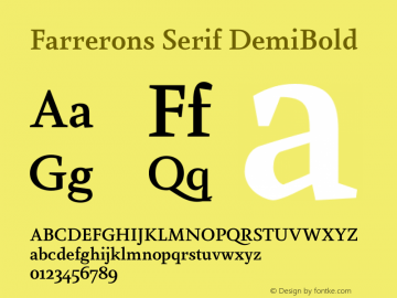 Farrerons Serif DemiBold Version 1.000; Fonts for Free; vk.com/fontsforfree图片样张