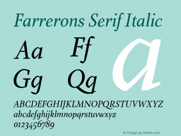 Farrerons Serif Italic Version 1.000; Fonts for Free; vk.com/fontsforfree图片样张