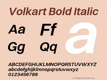 Volkart Bold Italic Version 1.200 Font Sample