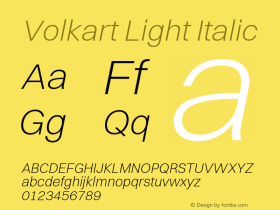 Volkart Light Italic Version 1.200 Font Sample