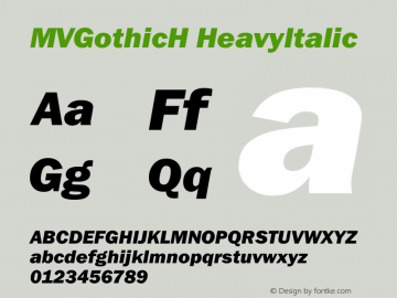 MVGothicH HeavyItalic Version 1.00图片样张