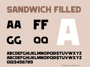 Sandwich Filled Version 1.000;PS 001.000;hotconv 1.0.88;makeotf.lib2.5.64775; ttfautohint (v1.6) Font Sample