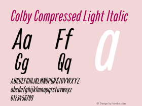 ColbyCompressed-LightItalic Version 1.000;PS 001.000;hotconv 1.0.88;makeotf.lib2.5.64775图片样张