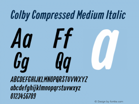 ColbyCompressed-MediumItalic Version 1.000;PS 001.000;hotconv 1.0.88;makeotf.lib2.5.64775图片样张