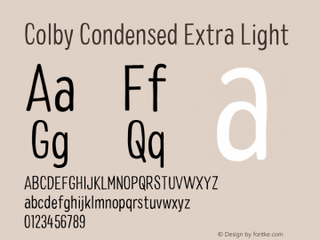 ColbyCondensed-ExtraLight Version 1.000;PS 001.000;hotconv 1.0.88;makeotf.lib2.5.64775图片样张