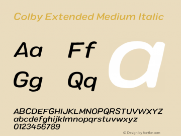 ColbyExtended-MediumItalic Version 1.000;PS 001.000;hotconv 1.0.88;makeotf.lib2.5.64775图片样张