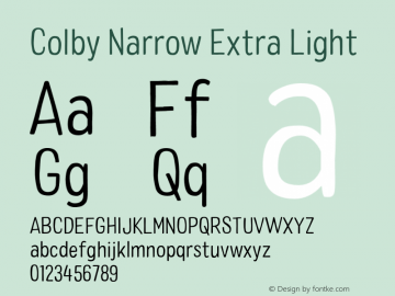 ColbyNarrow-ExtraLight Version 1.000;PS 001.000;hotconv 1.0.88;makeotf.lib2.5.64775 Font Sample