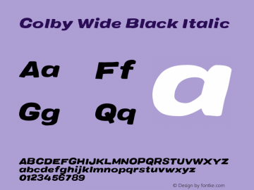 ColbyWide-BlackItalic Version 1.000;PS 001.000;hotconv 1.0.88;makeotf.lib2.5.64775图片样张