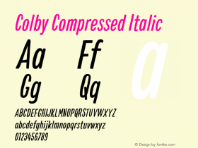 Colby Compressed Italic Version 1.000;PS 001.000;hotconv 1.0.88;makeotf.lib2.5.64775图片样张