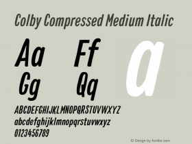 Colby Compressed Medium Italic Version 1.000;PS 001.000;hotconv 1.0.88;makeotf.lib2.5.64775图片样张