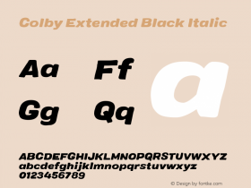 Colby Extended Black Italic Version 1.000;PS 001.000;hotconv 1.0.88;makeotf.lib2.5.64775图片样张