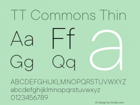 TT Commons Thin Version 1.000; ttfautohint (v1.8.1) Font Sample