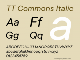 TT Commons Italic Version 1.000; ttfautohint (v1.8.1) Font Sample