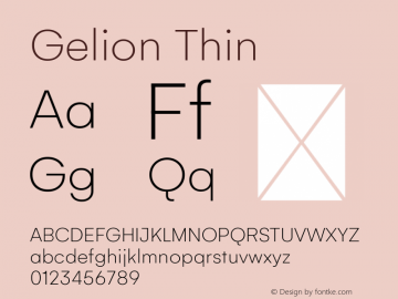 Gelion Thin Version 1.000 Font Sample