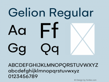 Gelion Regular Version 1.000 Font Sample