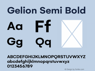 Gelion Semi Bold Version 1.000 Font Sample