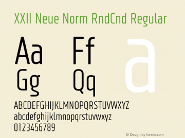 XXII Neue Norm RndCnd Regular Version 1.001;PS 001.001;hotconv 1.0.70;makeotf.lib2.5.58329 Font Sample