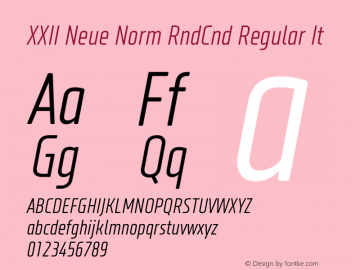 XXII Neue Norm RndCnd Regular It Version 1.002;PS 001.002;hotconv 1.0.70;makeotf.lib2.5.58329 Font Sample