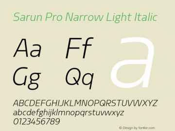 Sarun Pro Narrow Light Italic Version 1.70 Build 0318图片样张