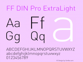 FFDINPro-ExtraLight Version 7.504; 2009; Build 1022; Font Sample