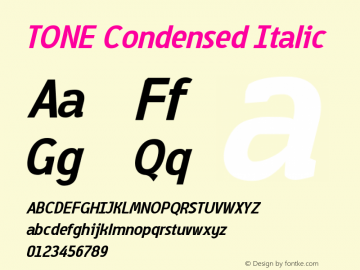 TONE Condensed Italic Version 1.001图片样张