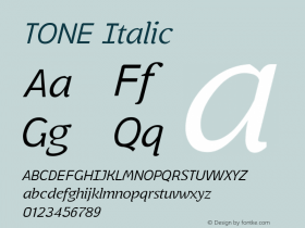 TONE Italic Template Version 1.001 Font Sample