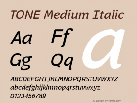 TONE Medium Italic Template Version 1.001 Font Sample