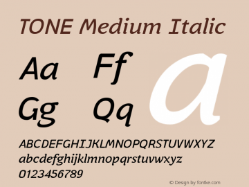 TONE Medium Italic Template Version 1.001图片样张